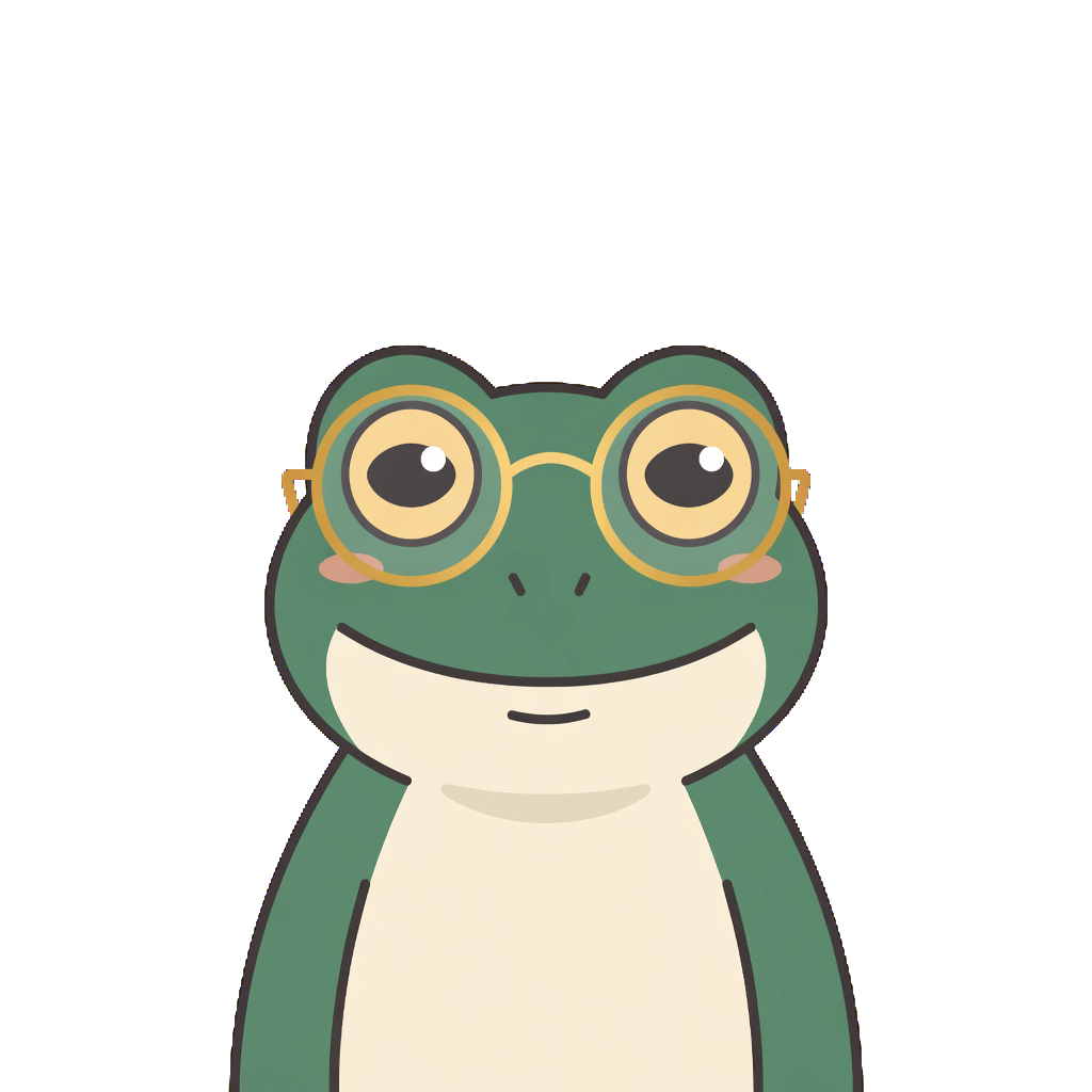 A friendly frog with glasses